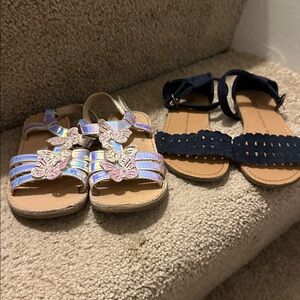 Girls' Sandals Set with Butterfly and Scallop Designs Size 10